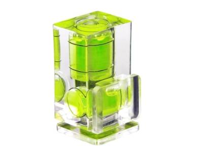 Three-dimensional camera bubble level vial